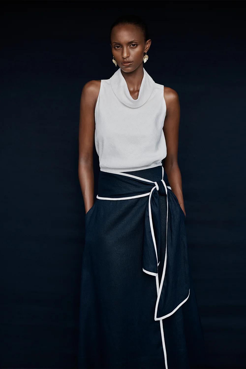 IVORY LINEN FOLDED COLLAR TOP - Image 5